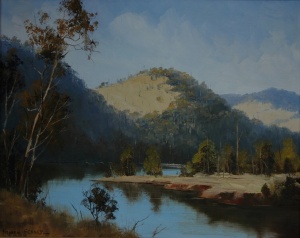 Bend in the river, Macleay Valley, NSW.   Oil on board